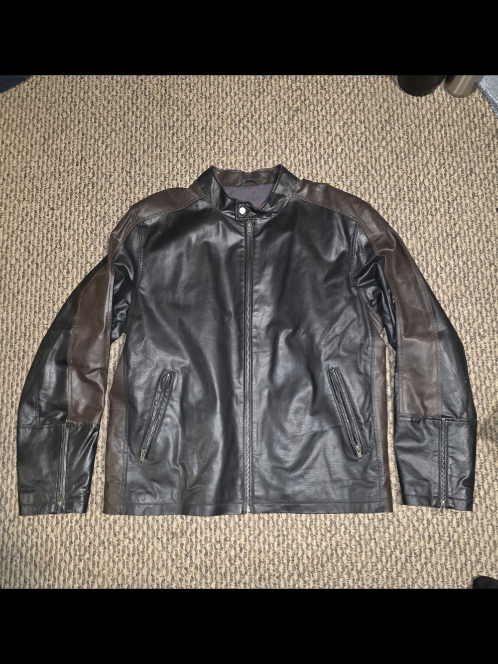 Danier Men's Two-Tone Black and Brown Leather Jacket
